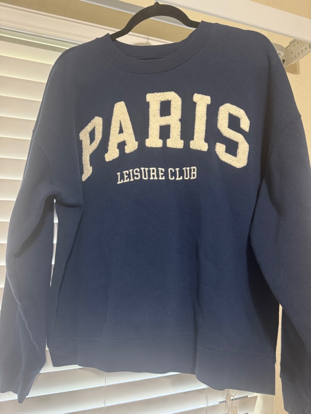 Grayson Threads Navy Crewneck with Cream 'PARIS' Applique